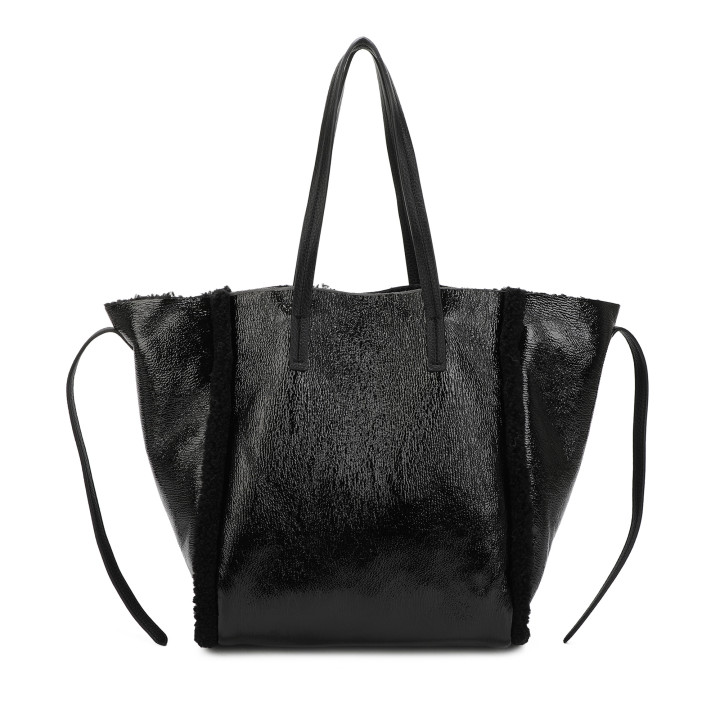 Borsa Shopper con brillante e pelliccia