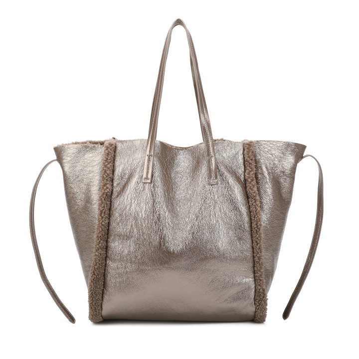 Borsa Shopper con brillante e pelliccia
