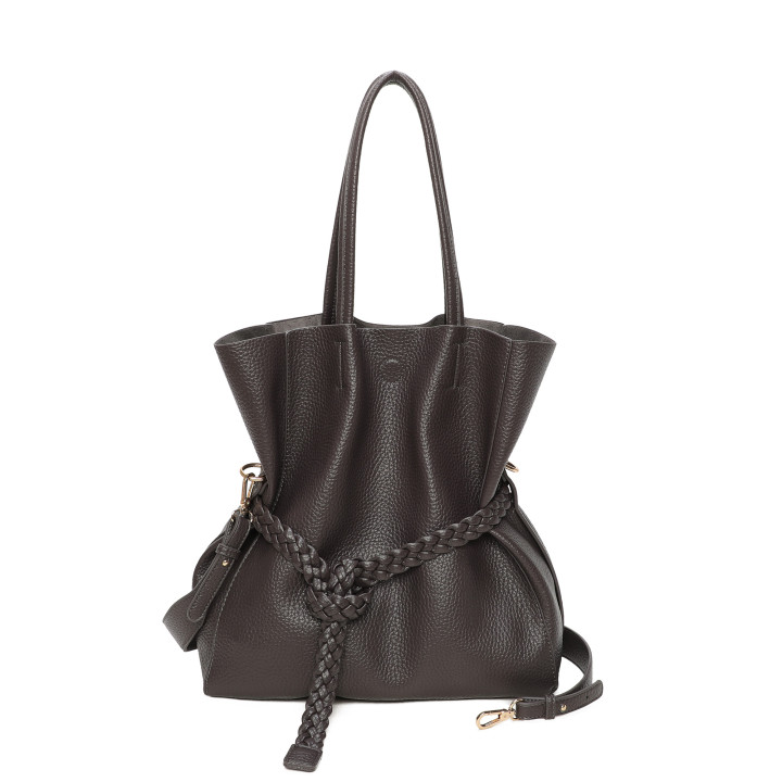 Shopper bag with braided buckle