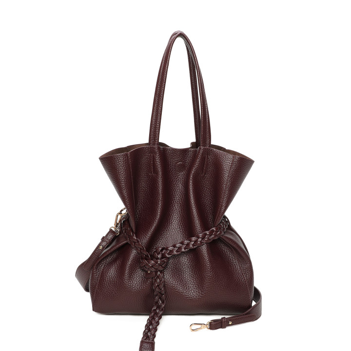 Shopper bag with braided buckle