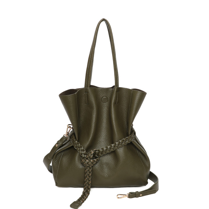 Borsa shopper con fibbia intrecciata
