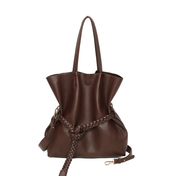 Shopper bag with braided buckle