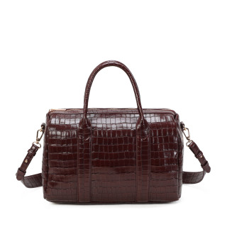 Borsa a mano con texture coccodrillo