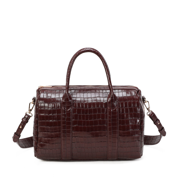 Borsa a mano con texture coccodrillo