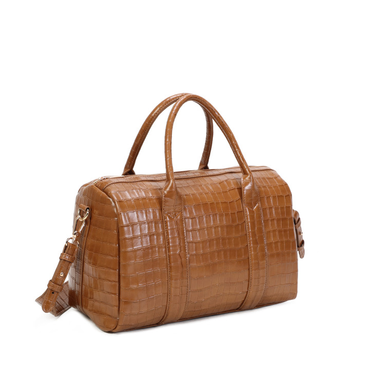 Borsa a mano con texture coccodrillo