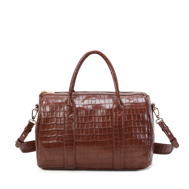 Borsa a mano con texture coccodrillo