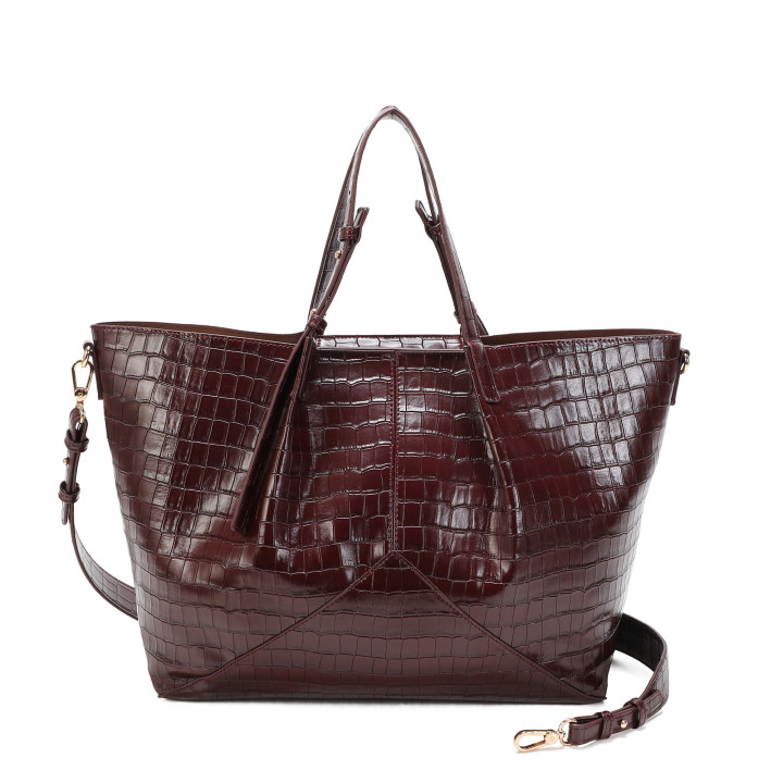 Shopper bag with croc texture