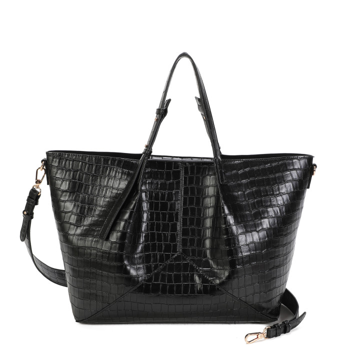 Shopper bag with croc texture