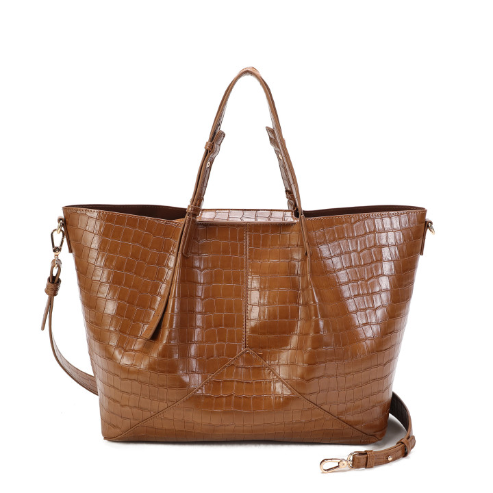 Borsa shopper con texture coccodrillo