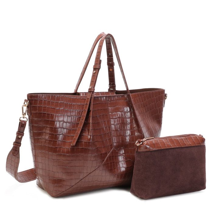 Shopper bag with croc texture