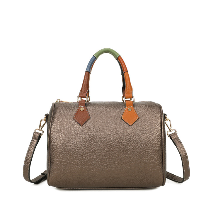 Shopper bag with colorful handle