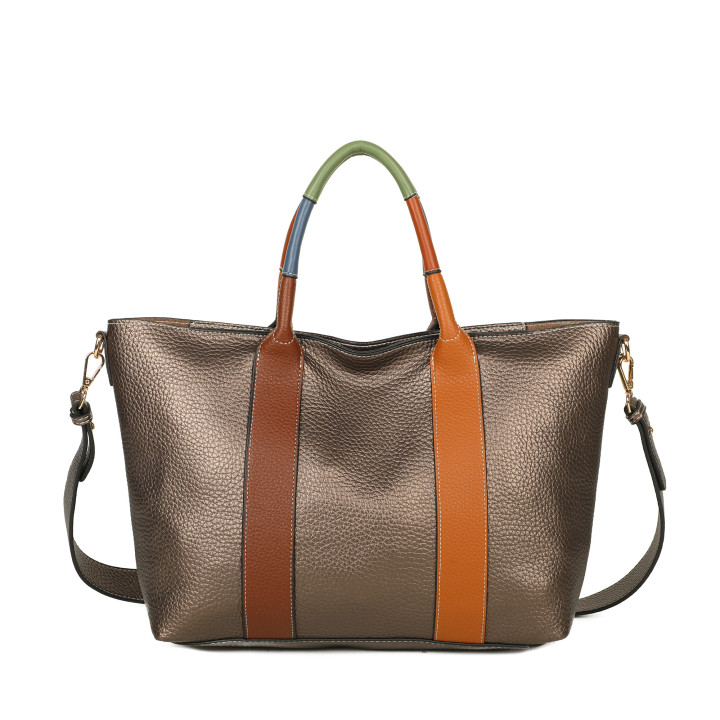 Shopper bag with colorful handle