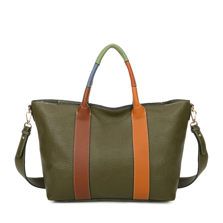 Borsa shopper con manico colorato