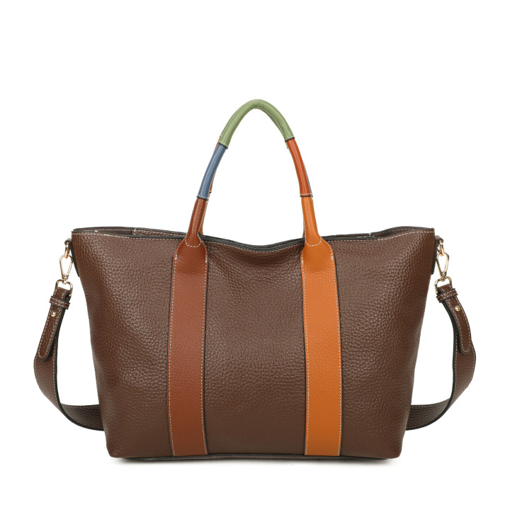 Shopper bag with colorful handle