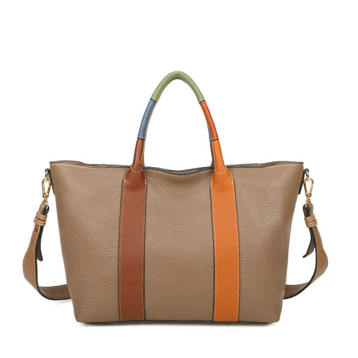 Shopper bag with colorful handle