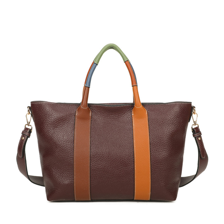 Borsa shopper con manico colorato
