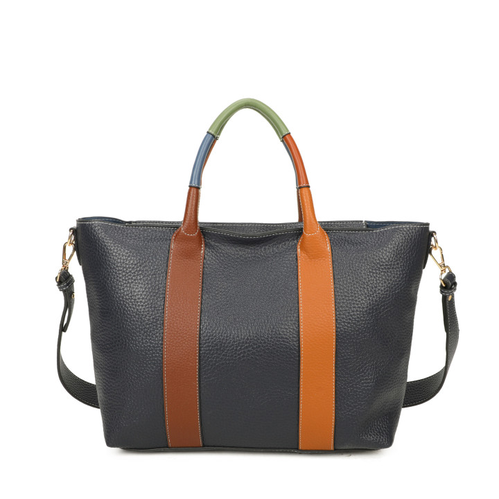 Shopper bag with colorful handle