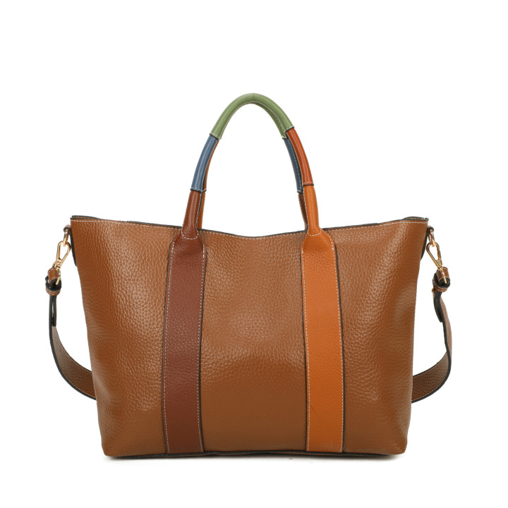 Shopper bag with colorful handle