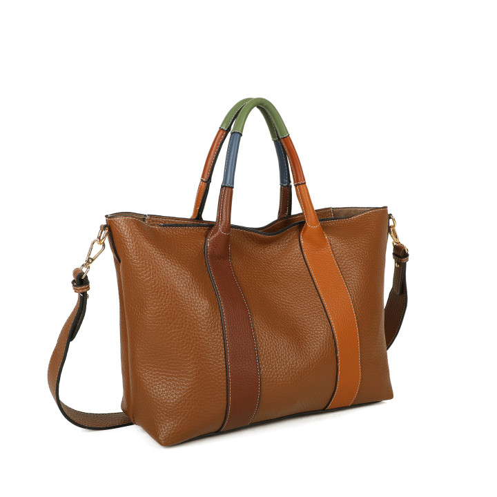 Borsa shopper con manico colorato