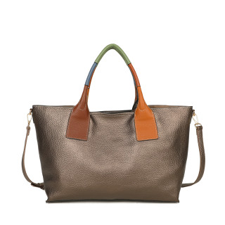 Shopper bag with colorful handle