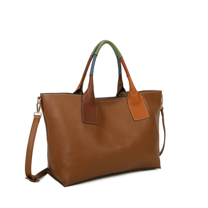 Shopper bag with colorful handle