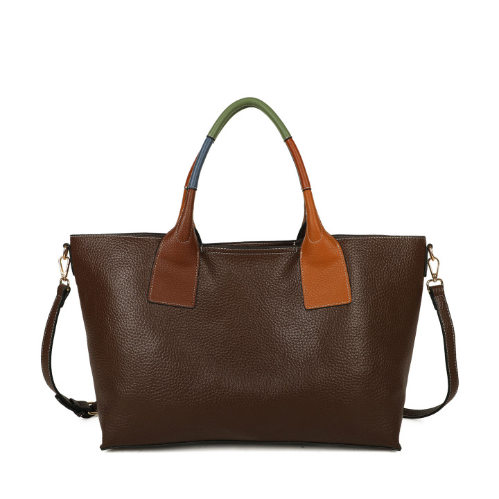 Shopper bag with colorful handle