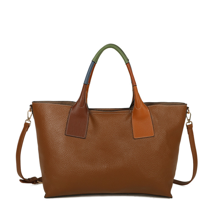 Shopper bag with colorful handle