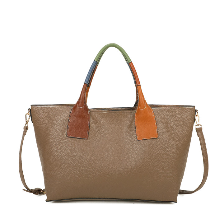 Shopper bag with colorful handle