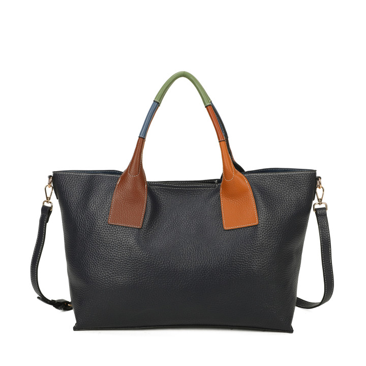 Shopper bag with colorful handle