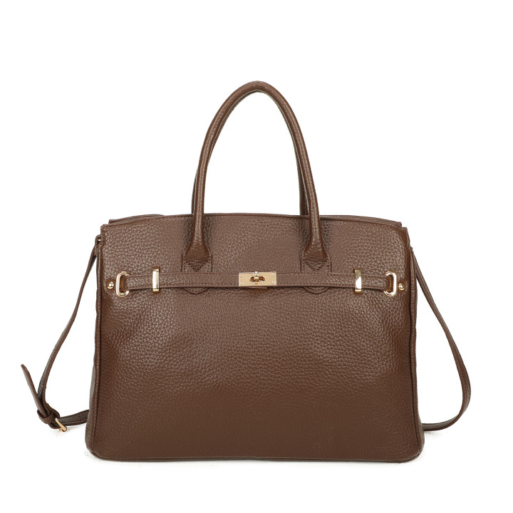 Shopper Bag with Gold Details