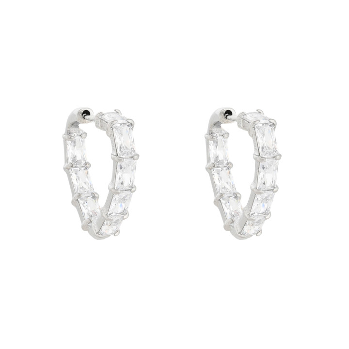 Delicate Stainless Steel Hoop Earrings with Zirconia