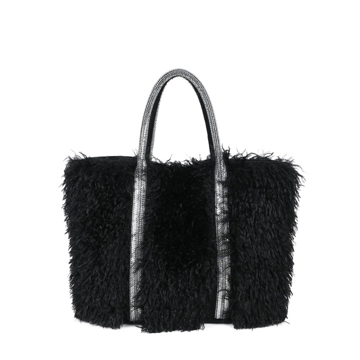 Shopper bag with fur and glitter