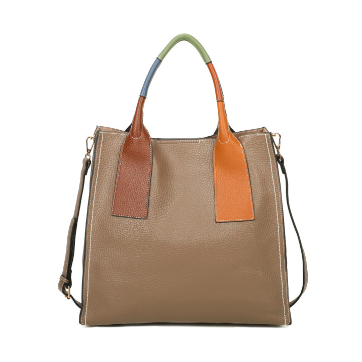 Shopper bag with multicolor handle