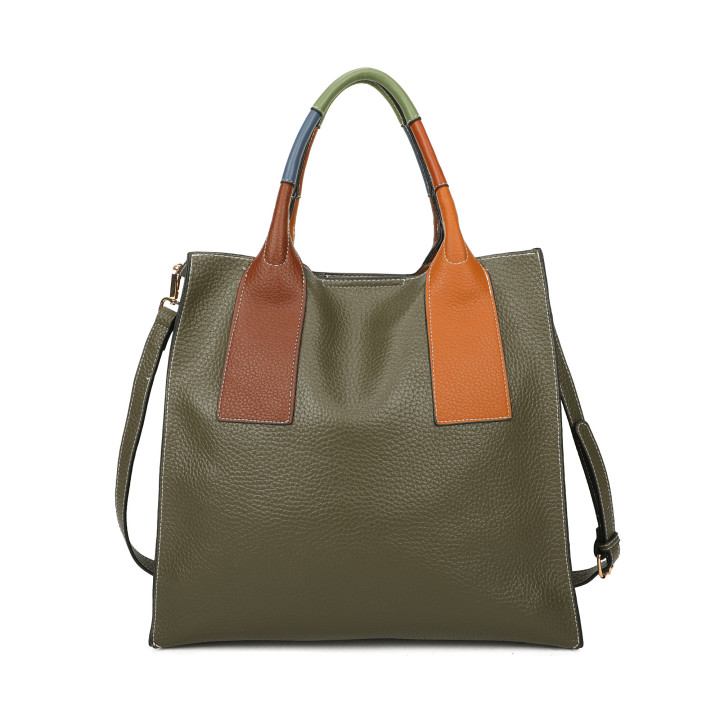 Shopper bag with multicolor handle