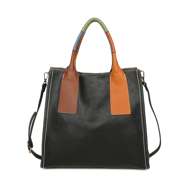 Shopper bag with multicolor handle