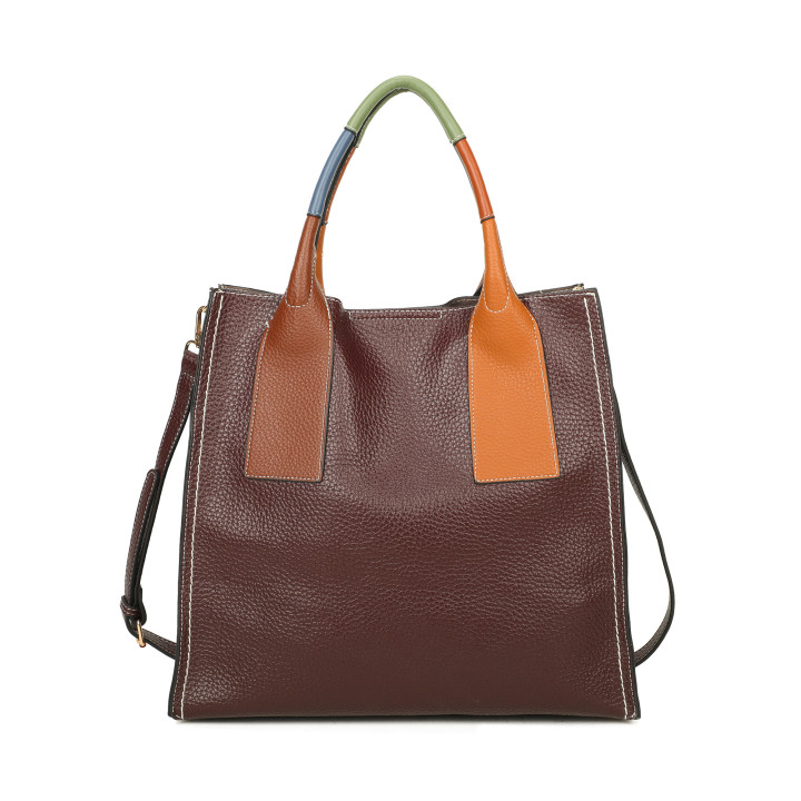 Shopper bag with multicolor handle