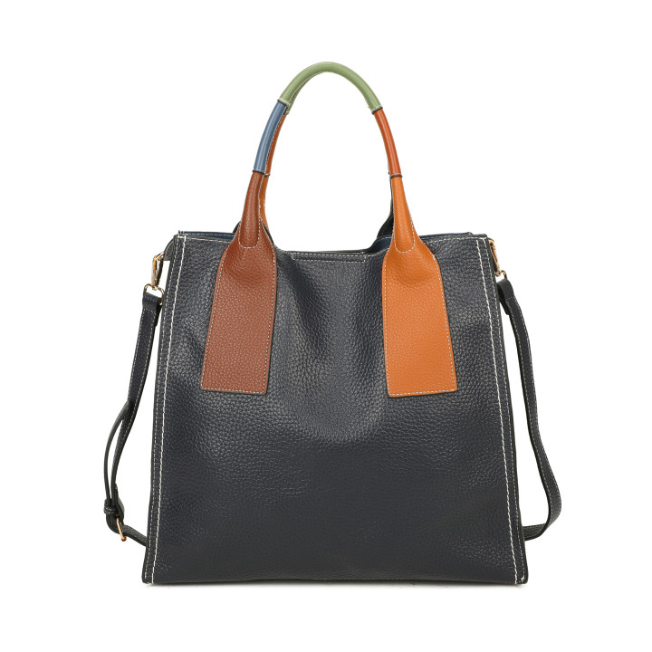 Shopper bag with multicolor handle