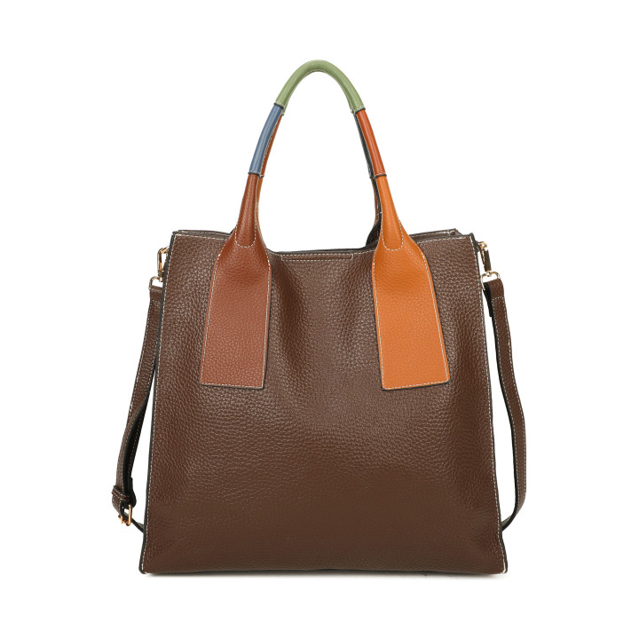 Shopper bag with multicolor handle