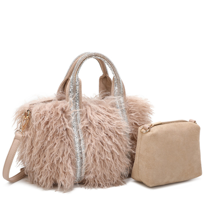 Shopper bag with fur