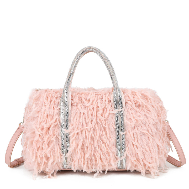 Borsa shopper con pelliccia