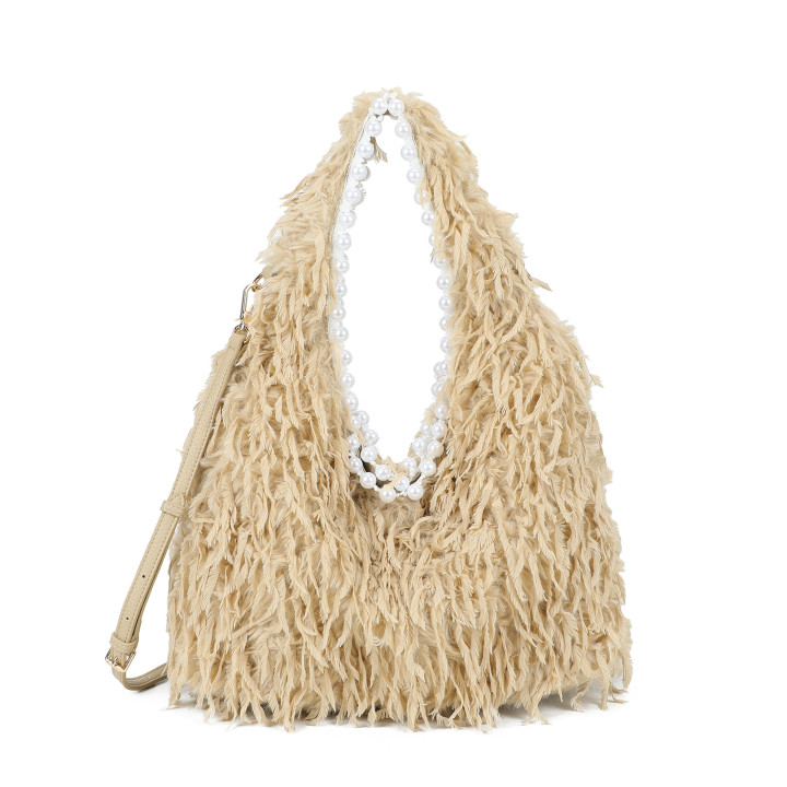 Bolso shopper pelo y perlas