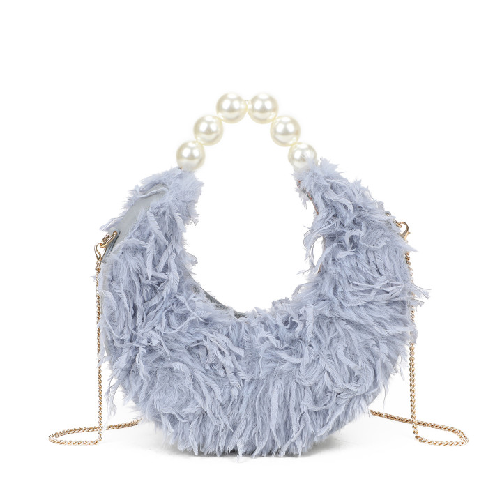 Shopper bag with fur and pearls