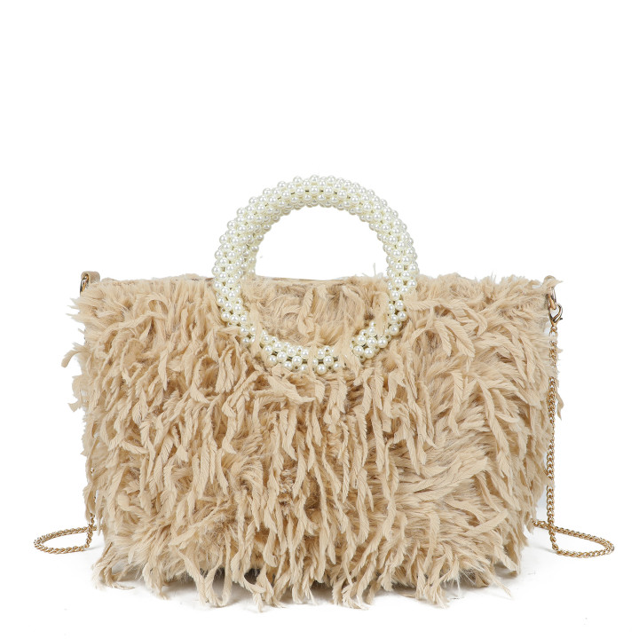 Sac shopper avec anse en perles