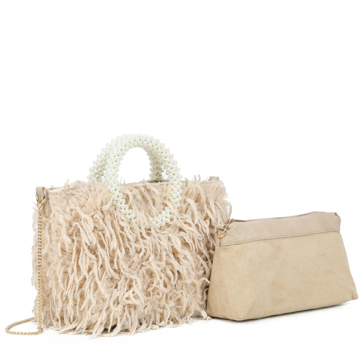 Bolso shopper con asa de perlas