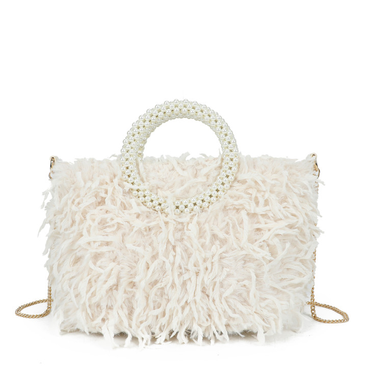 Sac shopper avec anse en perles