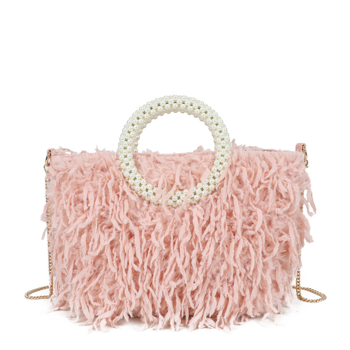 Sac shopper avec anse en perles