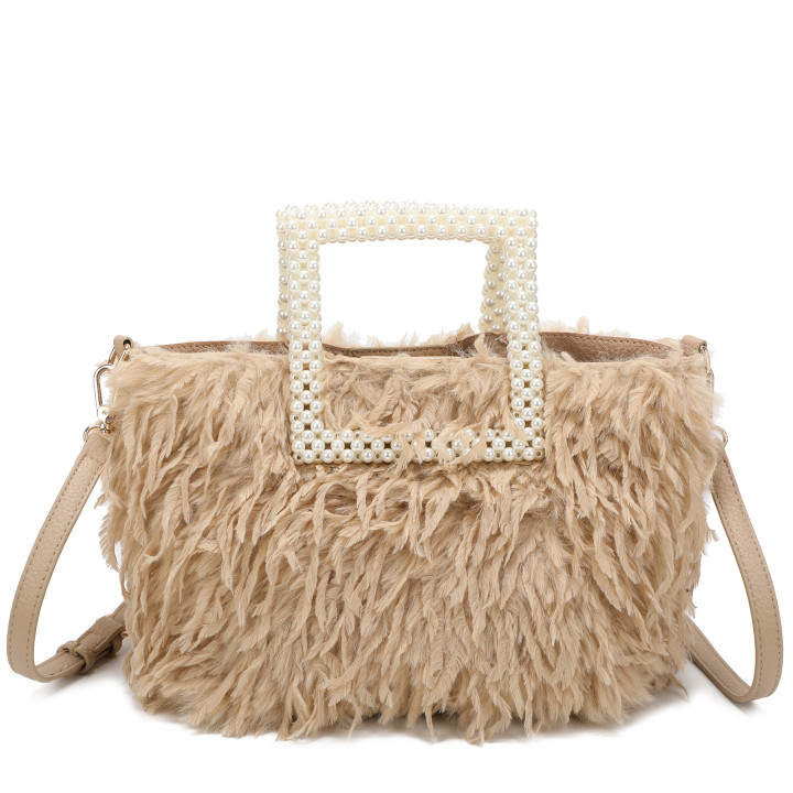 Sac shopper avec anse en perles