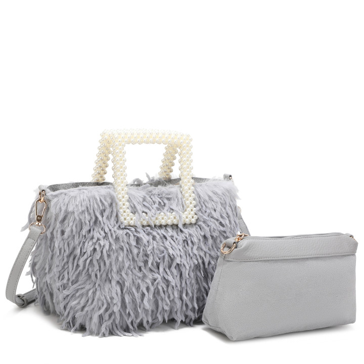 Bolso shopper con asa de perlas