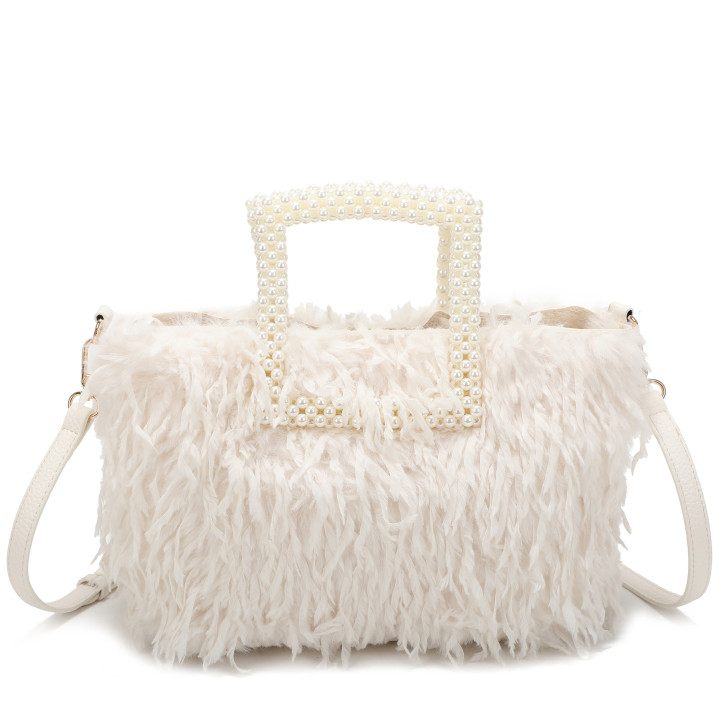 Sac shopper avec anse en perles