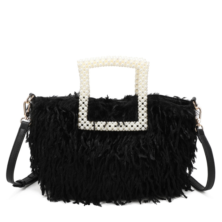 Sac shopper avec anse en perles